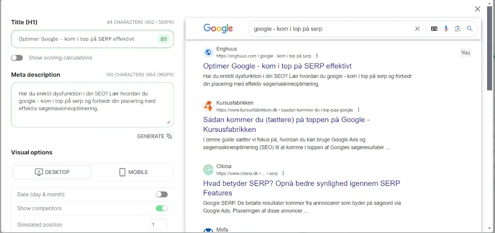 SEO.ai SERP Visualisering